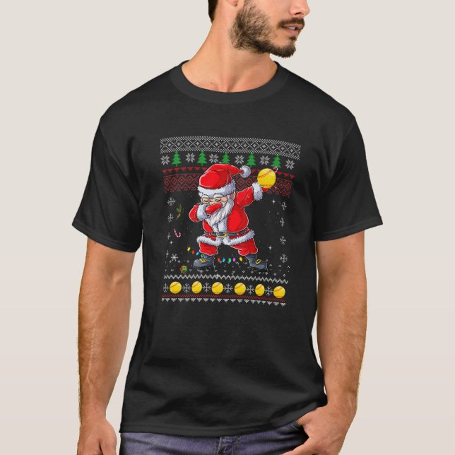 Camiseta Dabbing Santa Claus Christmas Softball Boys Ug (Frente)