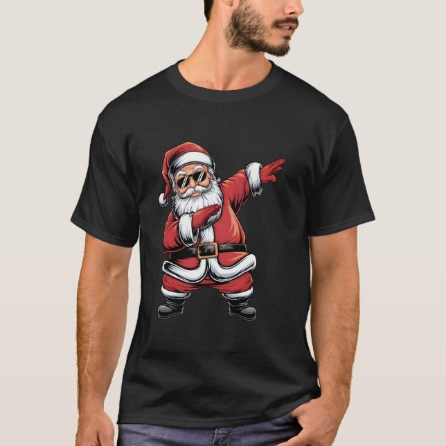 Camiseta Dabbing Santa Claus Dance Design para Crianças e A (Frente)
