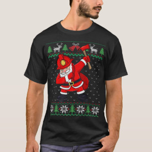 Camiseta Dabbing Santa Claus Fireglass Fireman Ugly Xmas