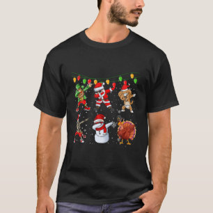 Camiseta Dabbing Santa Claus Turkey Dog Amigos Engraçados X