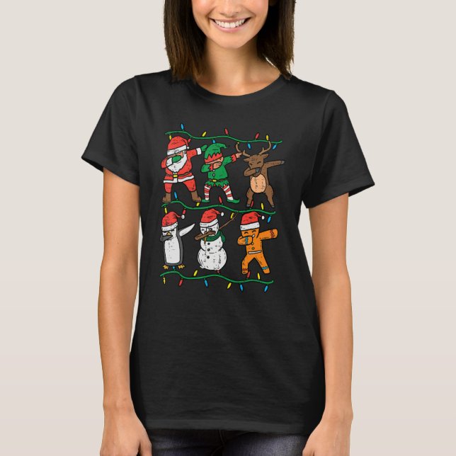 Camiseta Dabbing Santa Elf Penguin Xmas Christmas Boys Kids (Frente)