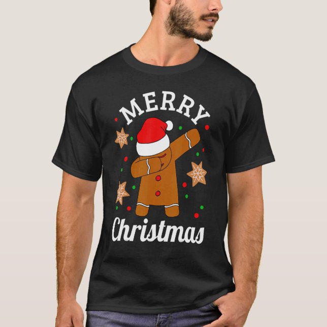 Camiseta Dabbing Santa Hat Gingercake Man Xmas for Girls &  (Frente)