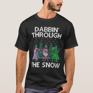 Camiseta Dabbing Santa Unicorn Alien Ugly Christmas Sweater