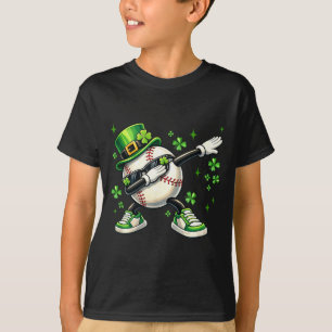 Camiseta Dabbing Shamrock Beisebol Dia de São Patrício Meni