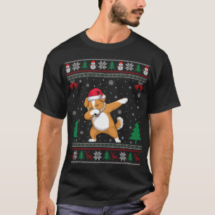 Camiseta Dabbing Shichon Dog Santa Hat Boys Meninas Criança