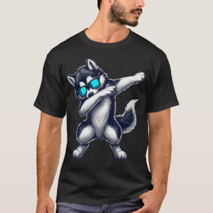 Camiseta Dabbing Siberian Husky De Óculos Siberiano Hu