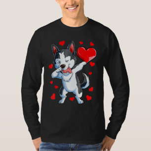 Camiseta Dabbing Siberian Husky Heart Boys L