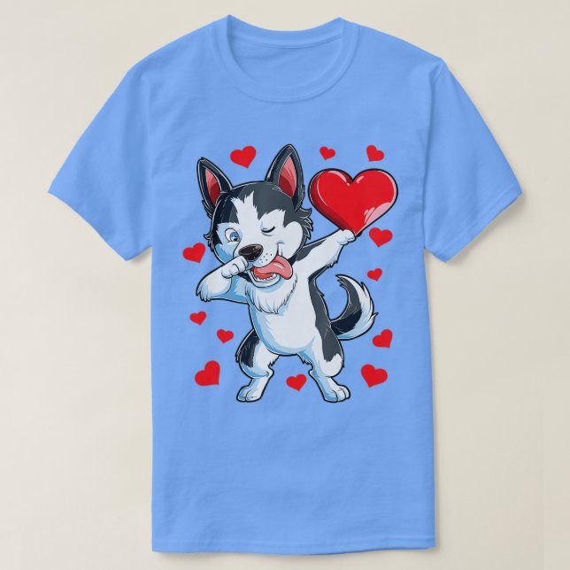 Camiseta Dabbing Siberian Husky Heart Boys L (Frente do Design)