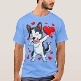 Camiseta Dabbing Siberian Husky Heart Boys L