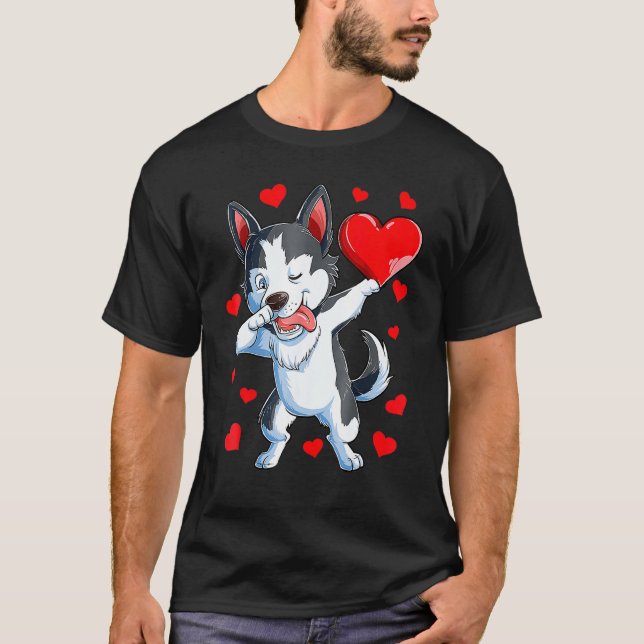 Camiseta Dabbing Siberian Husky Heart Boys L (Frente)
