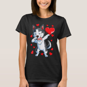Camiseta Dabbing Siberian Husky Heart Boys L