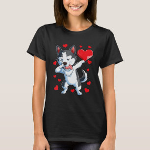 Camiseta Dabbing Siberian Husky Heart Boys L