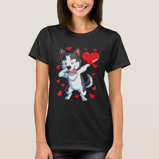 Camiseta Dabbing Siberian Husky Heart Boys L (Frente)