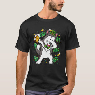 Camiseta Dabbing Siberian Husky Leprechaun Dog Rua de Patri