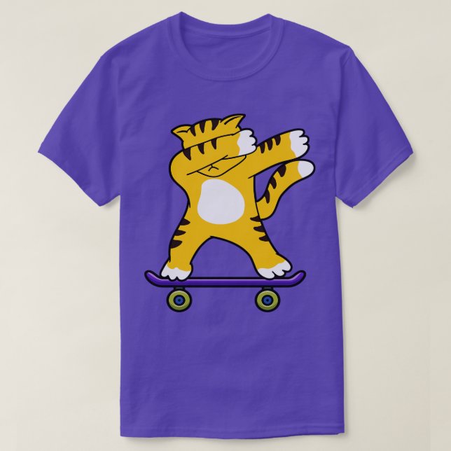 Camiseta Dabbing Skater Cat Funny Dab Skateboard (Frente do Design)