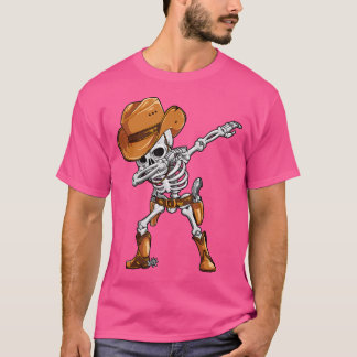Camiseta Dabbing Skeleton Cowboy Halloween Boys Men Engraça