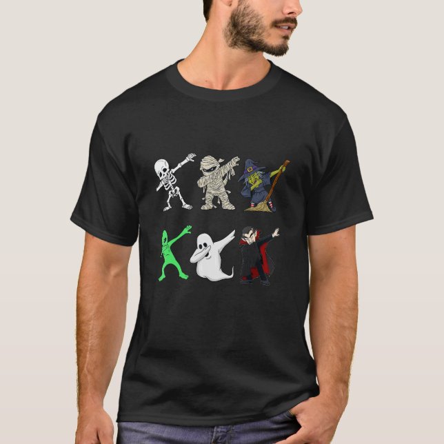 Camiseta Dabbing Skeleton e monstros Dracula Funny Dab Da (Frente)