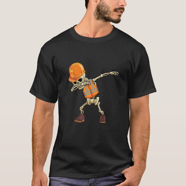 Camiseta Dabbing Skeleton Engenheiro Hat Halloween Dab Men  (Frente)