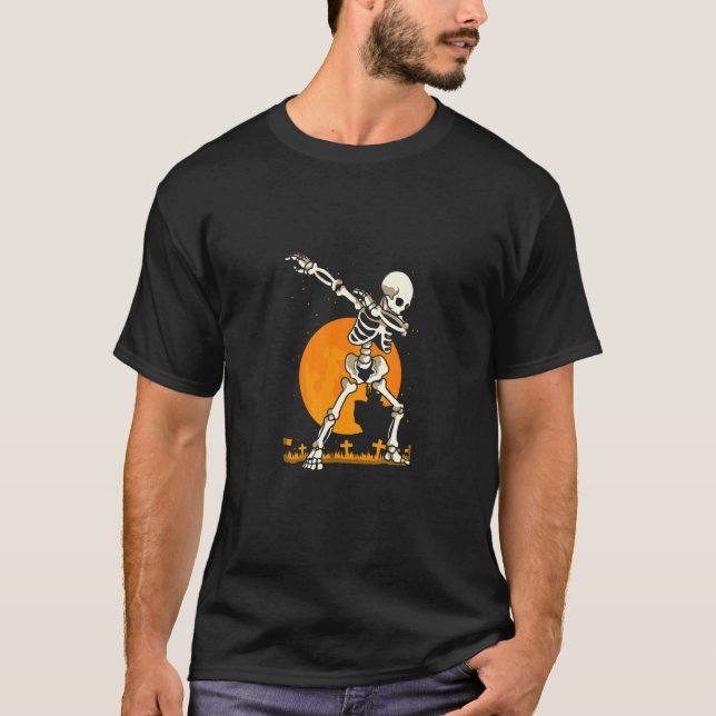 Camiseta Dabbing Skeleton  Halloween Costume Spooky Season (Frente)