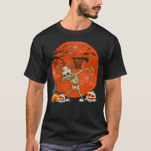 Camiseta Dabbing Skeleton Jogando Horror do Jogador de Basq