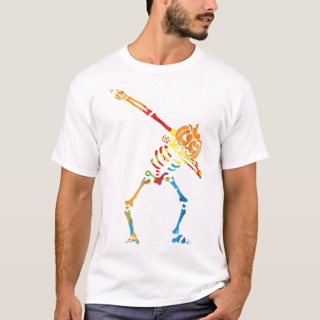 Camiseta Dabbing Skeleton Lazy Costume Pumpkin Head Irônico (Frente)