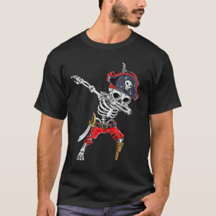 Camiseta Dabbing Skeleton Pirate Dias de as Bruxas engraçad