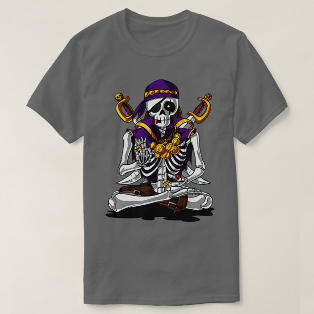 Camiseta Dabbing Skeleton Pirate Halloween Costume Jolly Ro (Frente do Design)