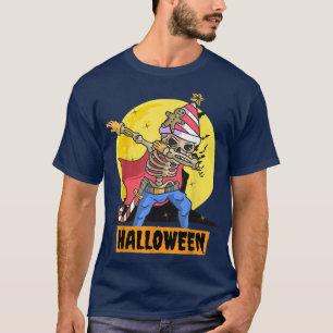 Camiseta Dabbing Skeleton Pirate Halloween Engraçado Kids P