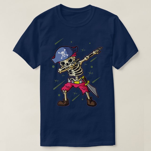 Camiseta Dabbing Skeleton Pirate Halloween Kids (Frente do Design)