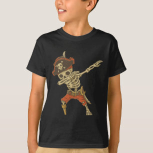 Camiseta Dabbing Skeleton Pirate Halloween Kids Jolly Roger