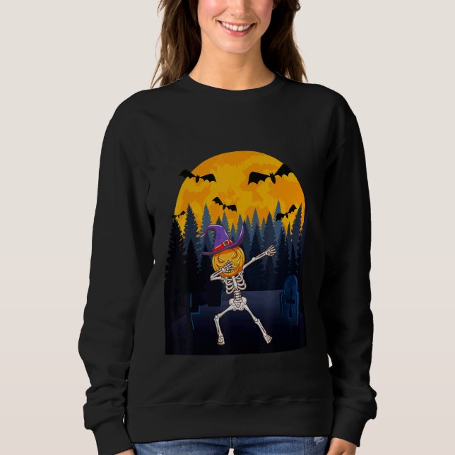 Camiseta Dabbing Skeleton Pumpkin Dab Halloween Costume Men (Frente)