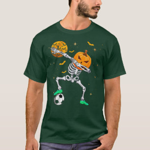Camiseta Dabbing Skeleton Pumpkin Soccer Halloween Boys Gir