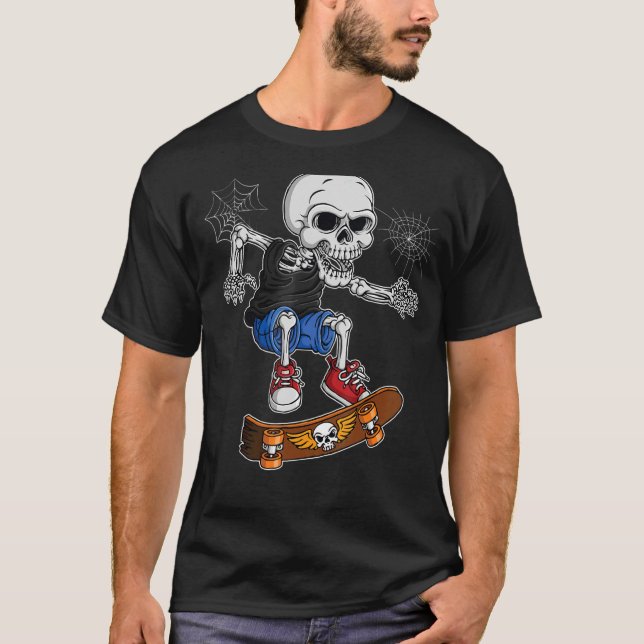 Camiseta Dabbing Skeleton Skateboard Conselho Skate Hallowe (Frente)