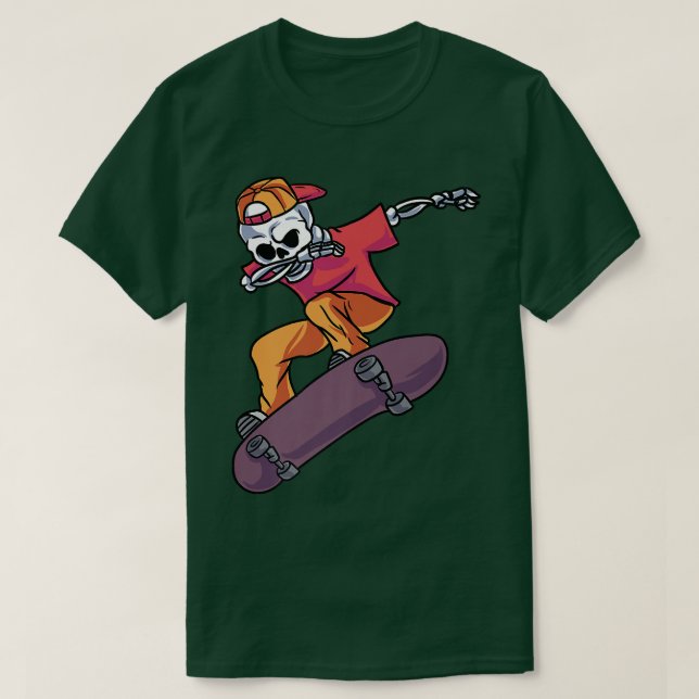 Camiseta Dabbing Skeleton Skateboard Halfp (Frente do Design)