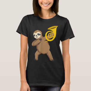 Camiseta Dabbing Sloth with French Horn Funny Musical Gift