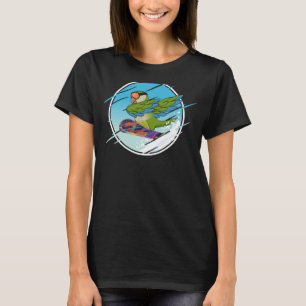 Camiseta Dabbing Snowboard Parrot I Green Monk Parakeet Qua