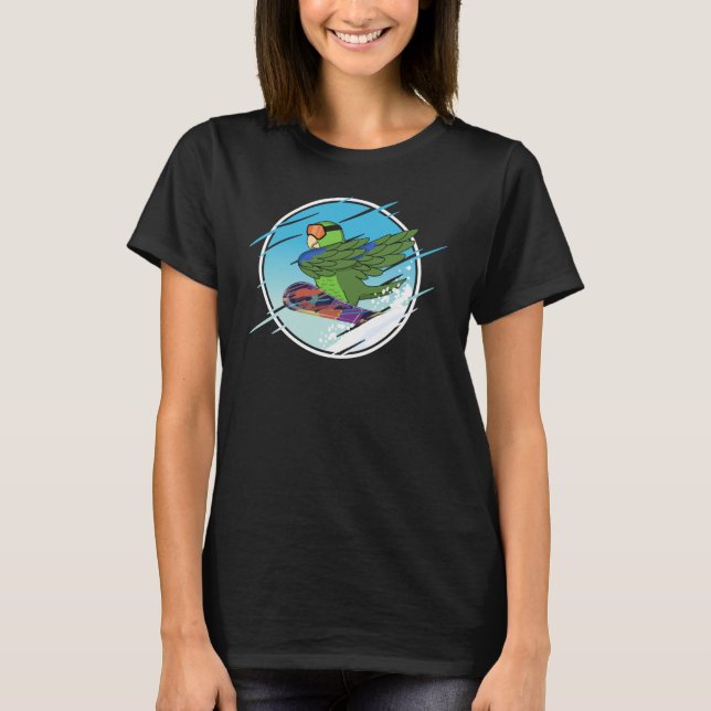 Camiseta Dabbing Snowboard Parrot I Green Parrotlet (Frente)