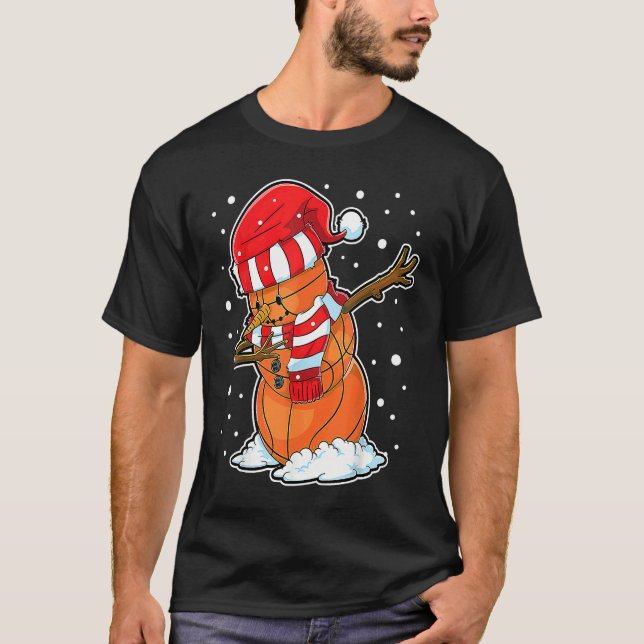 Camiseta Dabbing Snowman Basketball Ball Christmas Santa Bo (Frente)