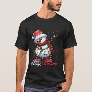 Camiseta Dabbing Snowman Feliz Natal Luz Santa Hat X