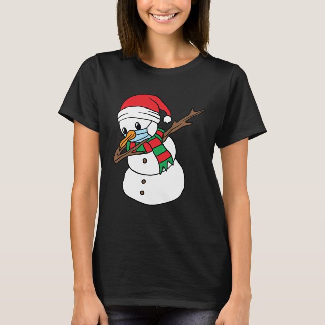 Camiseta Dabbing Snowman Mask Xmas Dab Christmas Santa (Frente)