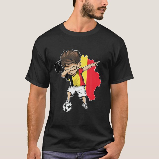 Camiseta Dabbing Soccer Boy Belgium Jersey - Belgium Map Fl (Frente)