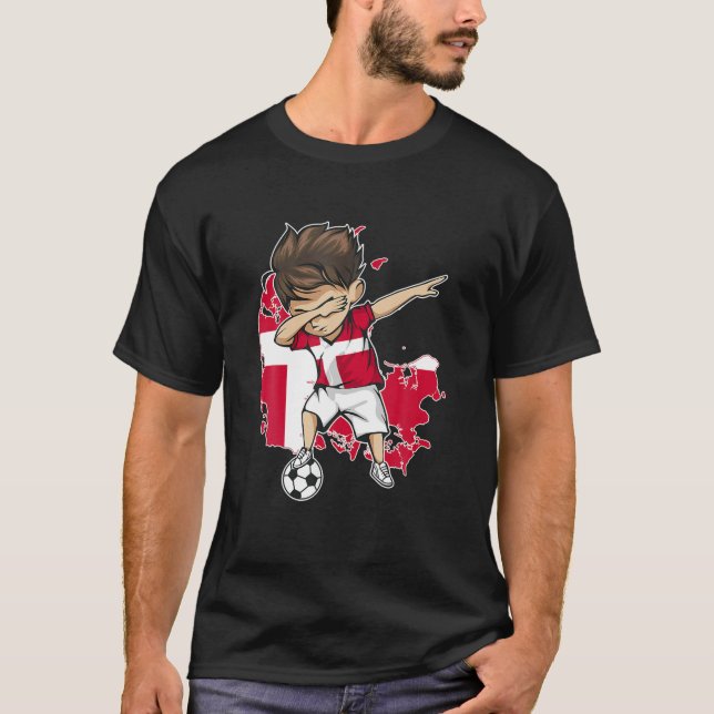 Camiseta Dabbing Soccer Boy Denmark Jersey - Dinamarca Mapa (Frente)