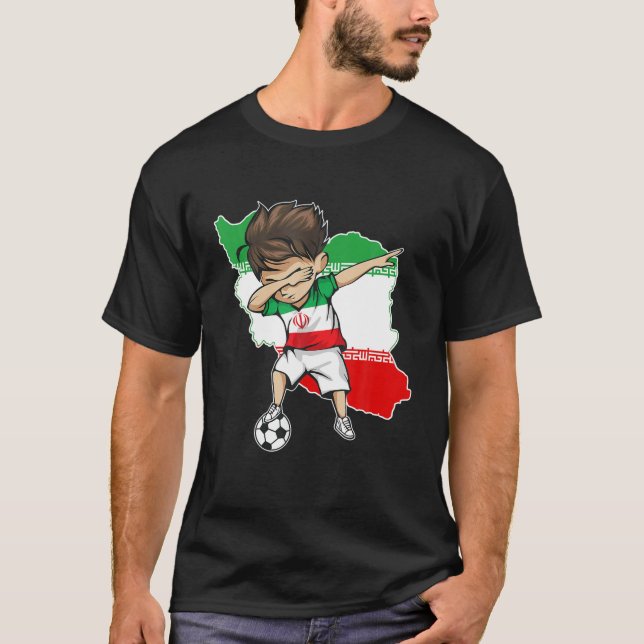 Camiseta Dabbing Soccer Boy Iran Jersey - Iran Map Flag (Frente)