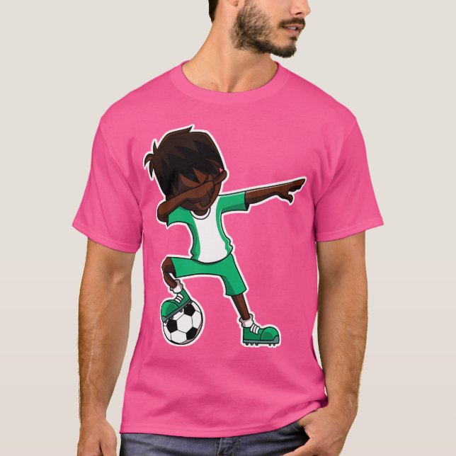 Camiseta Dabbing Soccer Boy Nigéria Nigeriana Flag Da (Frente)