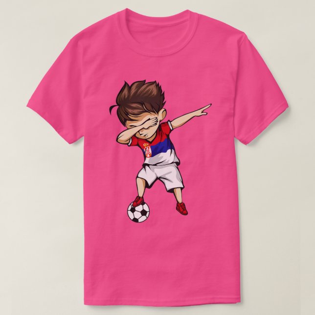 Camiseta Dabbing Soccer Boy Serbia Jersey Serbian Football (Frente do Design)