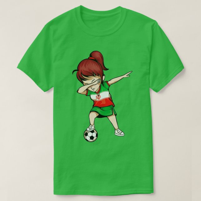 Camiseta Dabbing Soccer Girl Iran Jersey - Futebol iraniano (Frente do Design)
