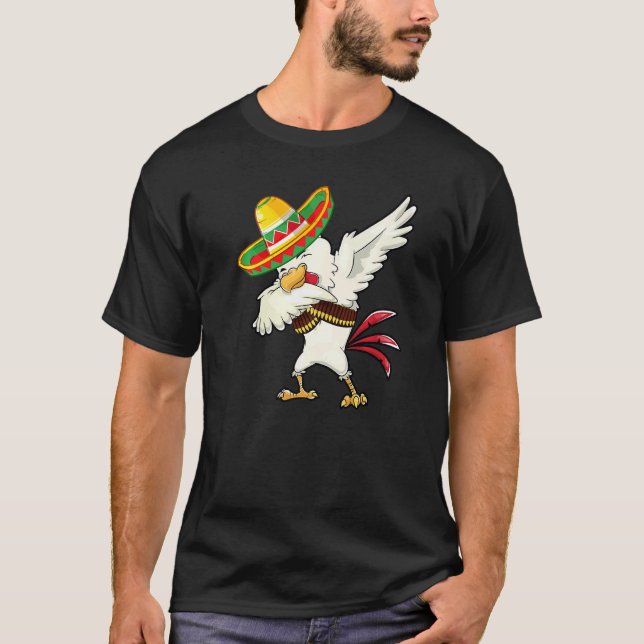 Camiseta Dabbing Sombrero Poncho Frango Mexicano Dab Cinco  (Frente)