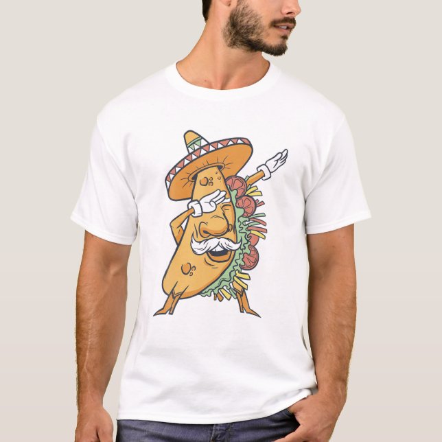 Camiseta Dabbing Taco Cinco De Mayo Rainbow Comida Mexicana (Frente)