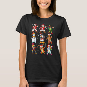 Camiseta Dabbing Team Papais noeis Sra. Claus Penguin Elf N
