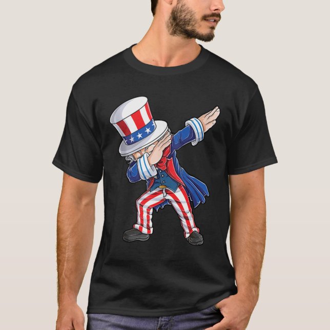 Camiseta Dabbing Tio Sam 4 De Julho Boys Girl Men Ameri (Frente)